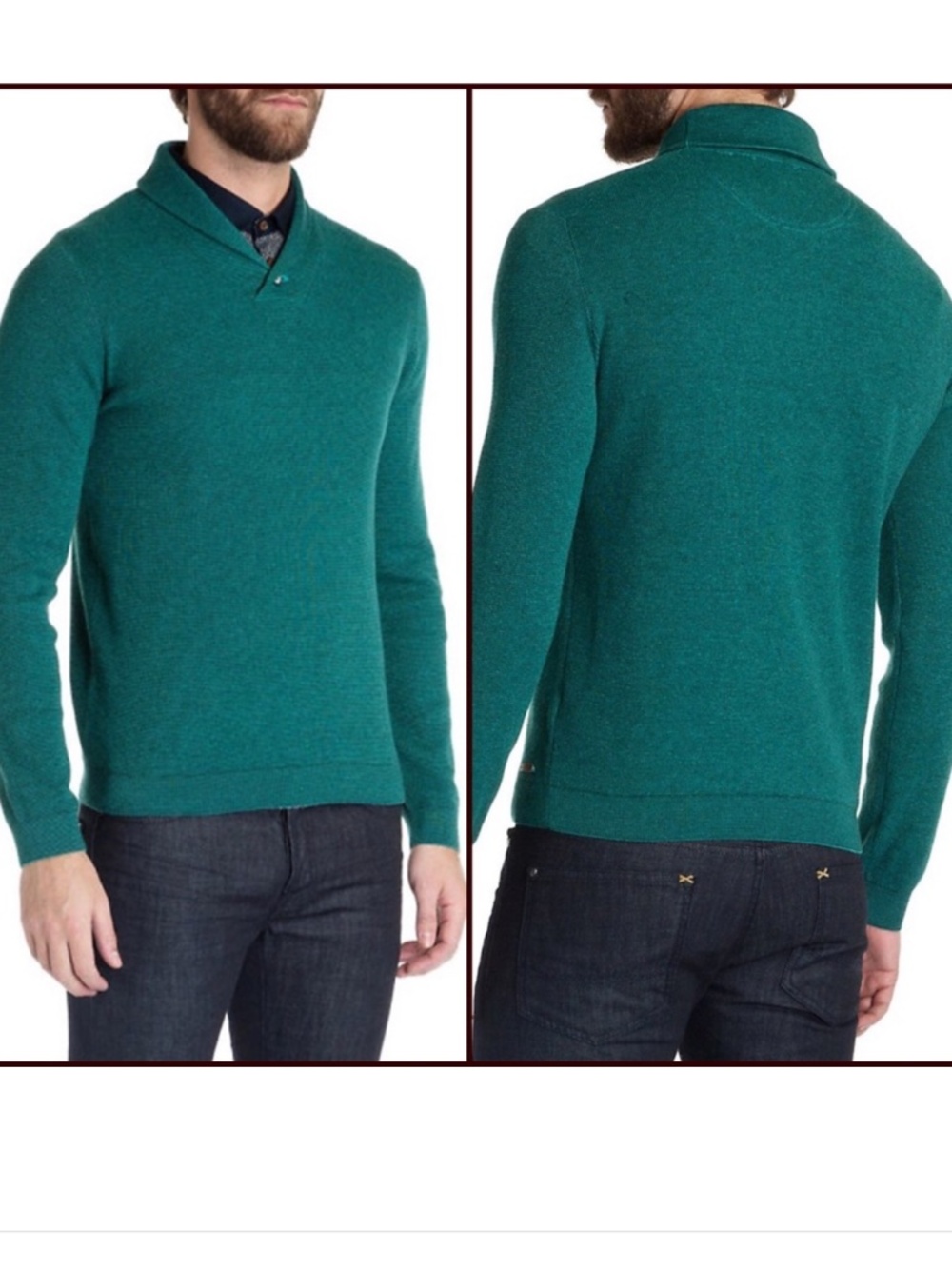 Ted Baker London Shawl Neck Sweater  Size 3 or Medium Preppy Luxury Office